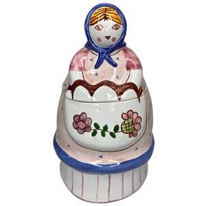 Vintage Babushka Grandma Polish Ceramic Cookie Jar